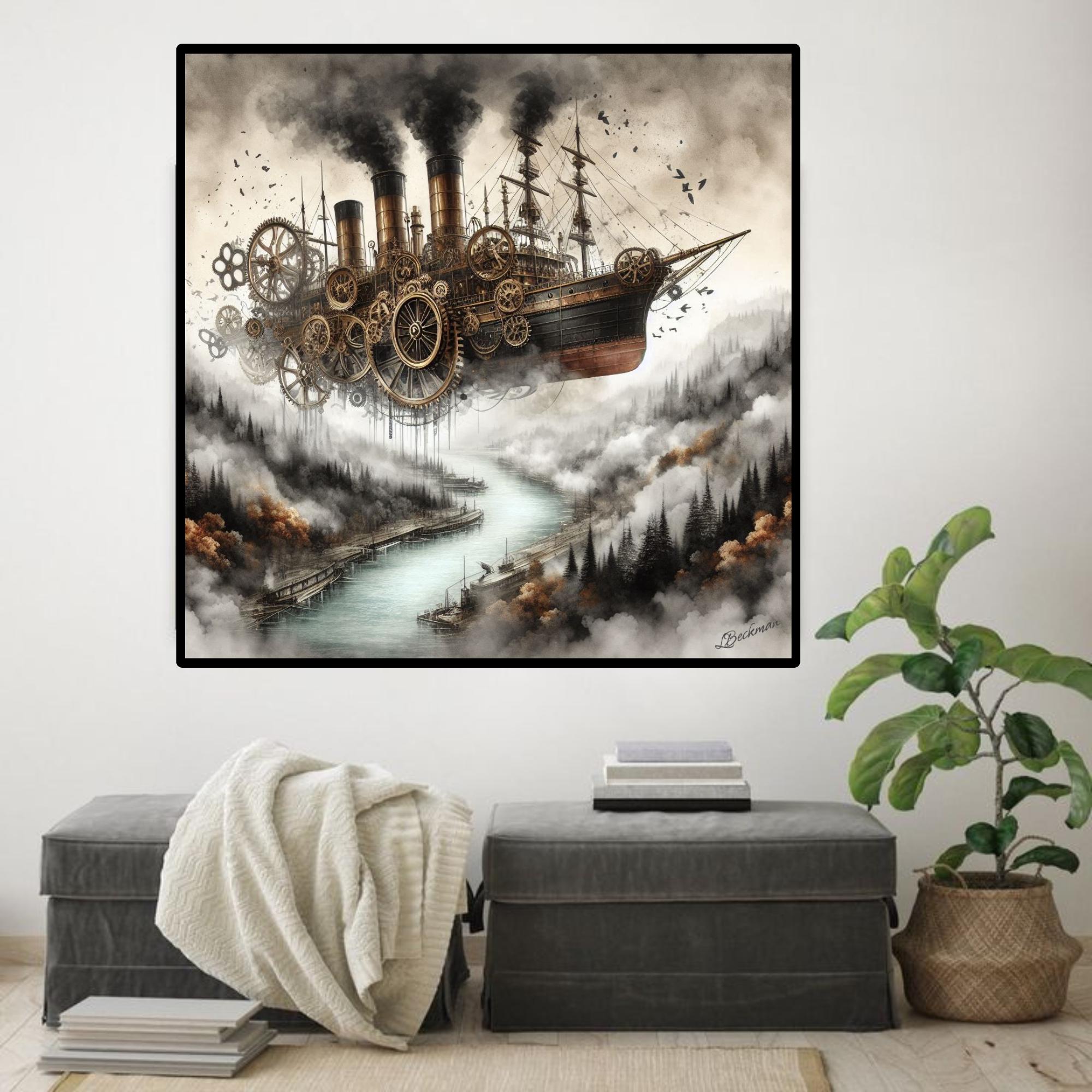2 Pages Steampunk in the Skies Digital Prints Wall Decor| Ocean Wall Art| Printable Wall Art| Titanic Poster| Unique Gift|  Ship Decor| Art