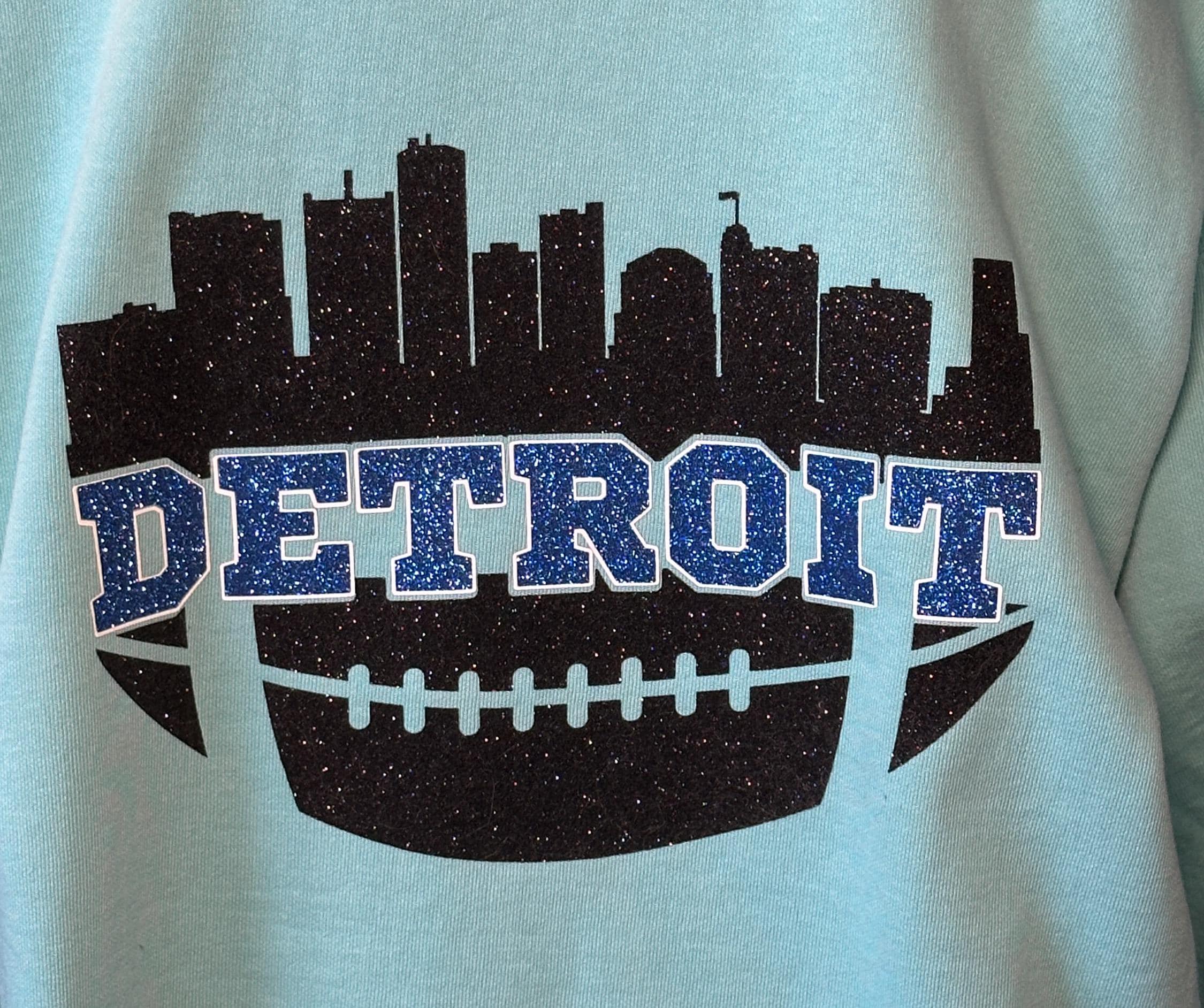 Detroit Football Glitter Crew Sweatshirt | Detroit Lions | Sports Fan | Detroit Football