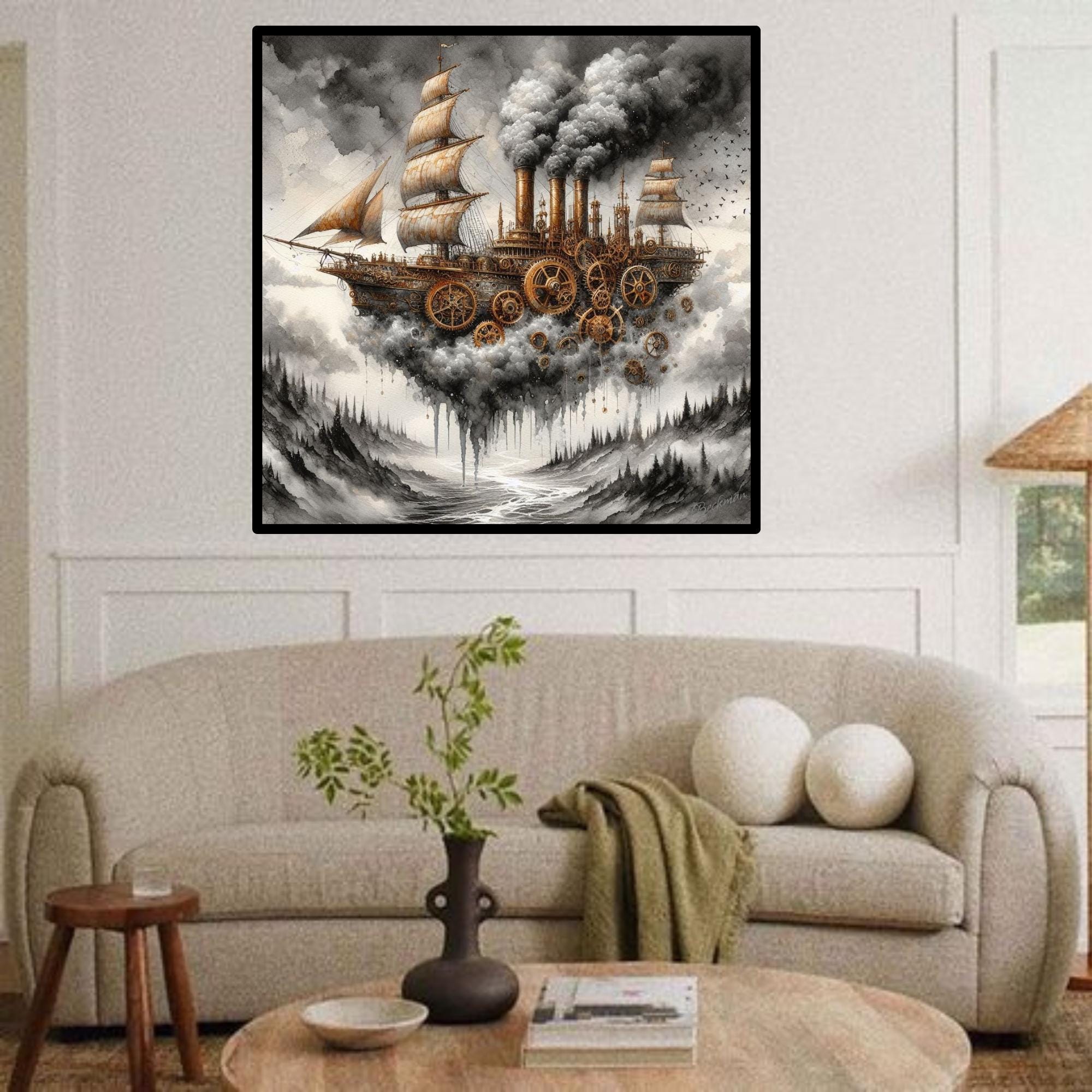 2 Pages Steampunk in the Skies Digital Prints Wall Decor| Ocean Wall Art| Printable Wall Art| Titanic Poster| Unique Gift|  Ship Decor| Art