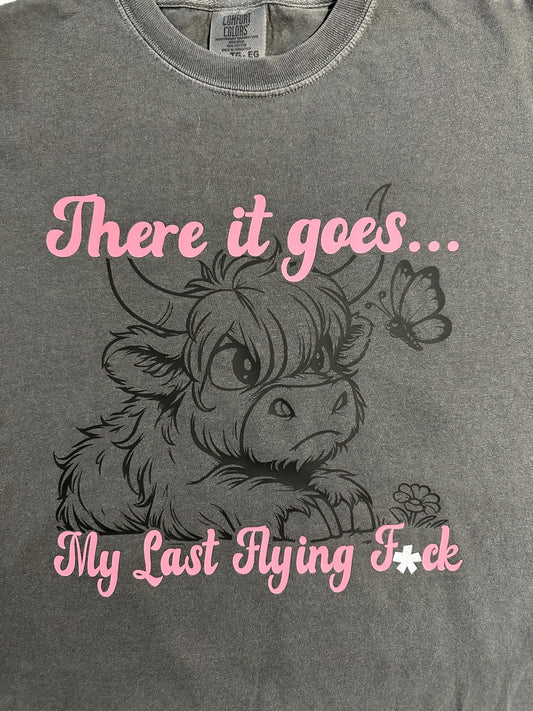 COW FLYING F*CK t-shirt for girls women highland cow boxy tee