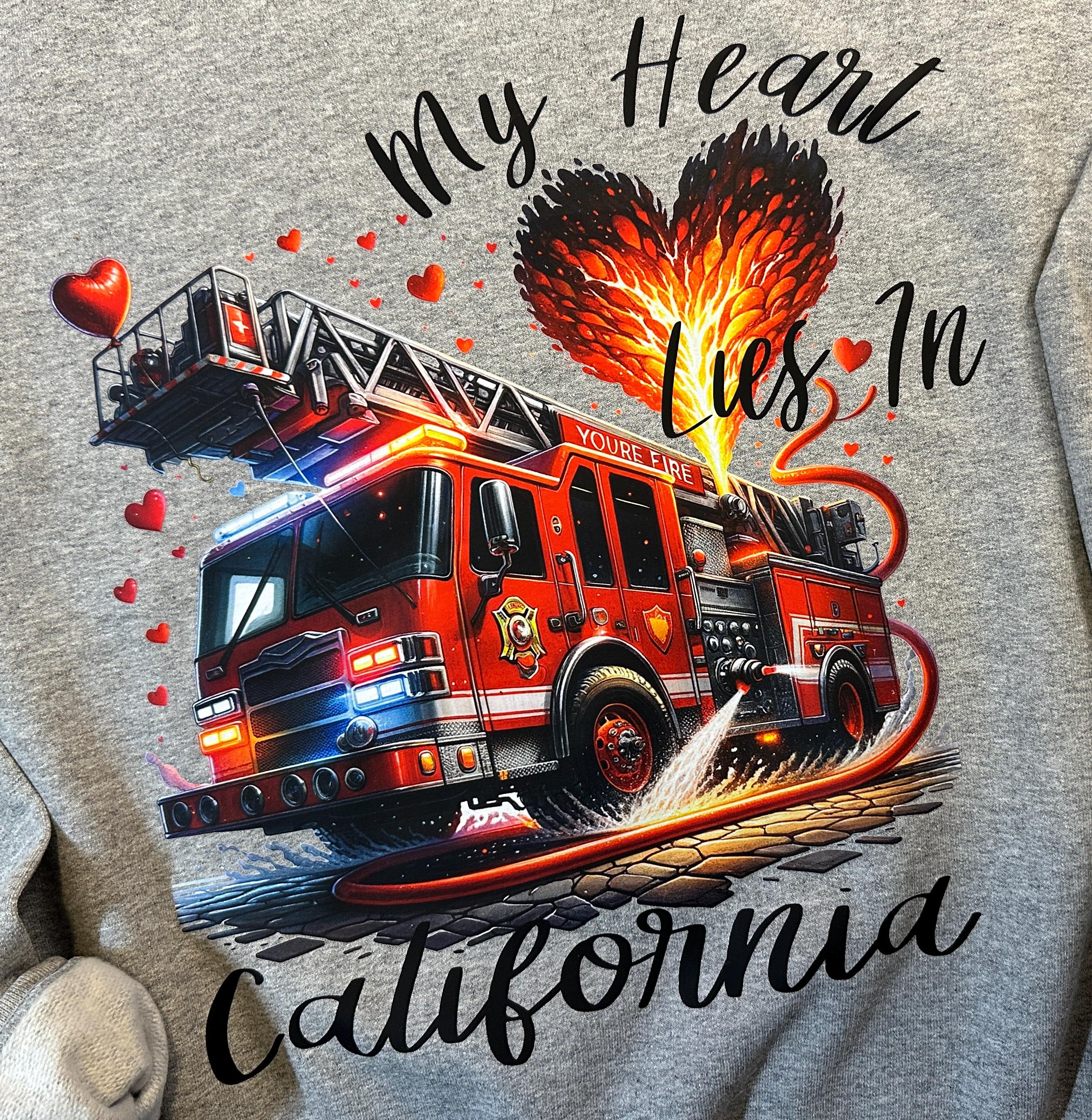 California Strong crewneck sweatshirt, My heart is with California, California Roots, L A Strong, California Wild Fires, Pray for California
