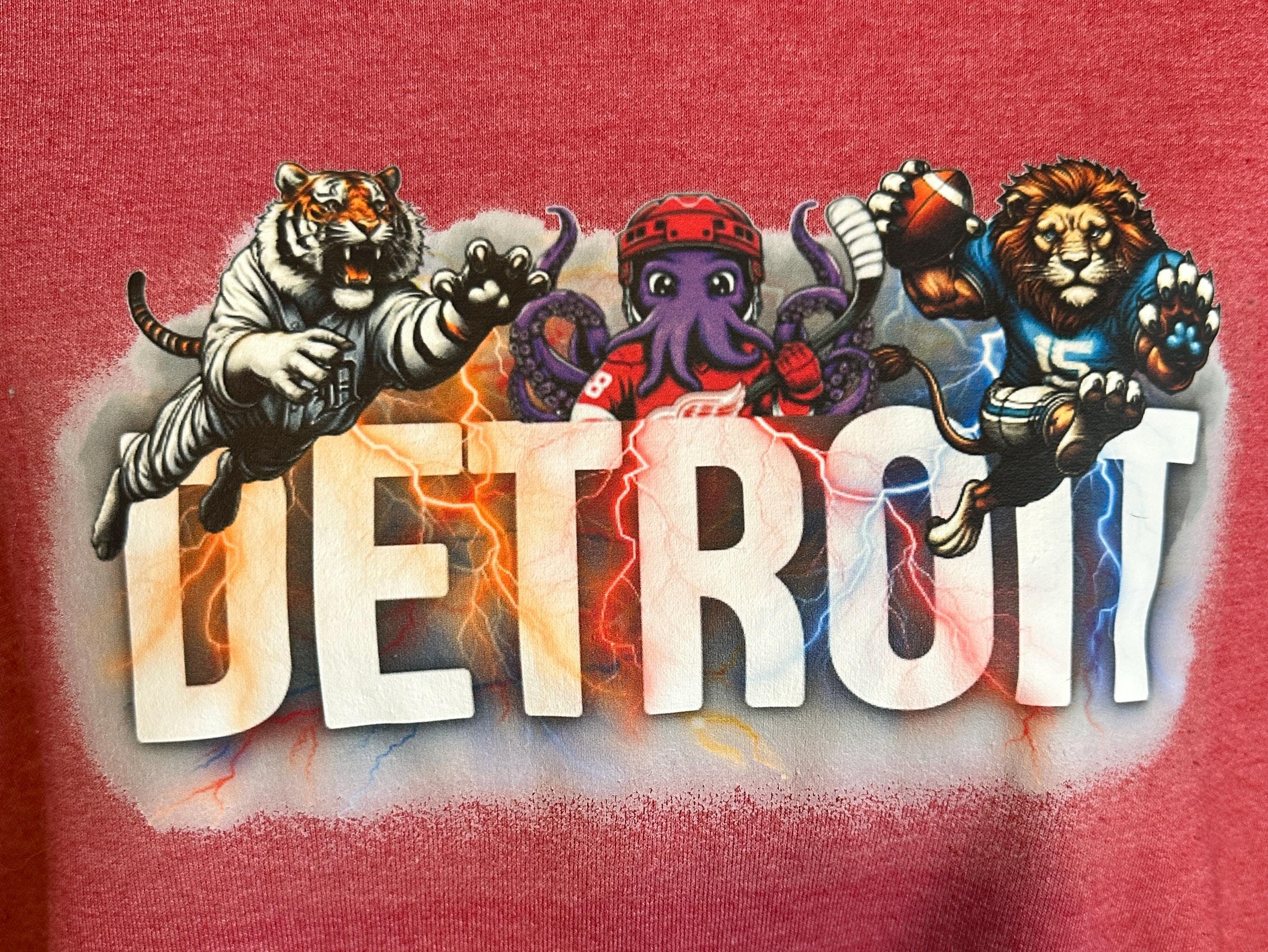 Detroit Fans Lions Tigers Pistons Red Wings Crew Neck Sweatshirt Mens or women’s unisex fit