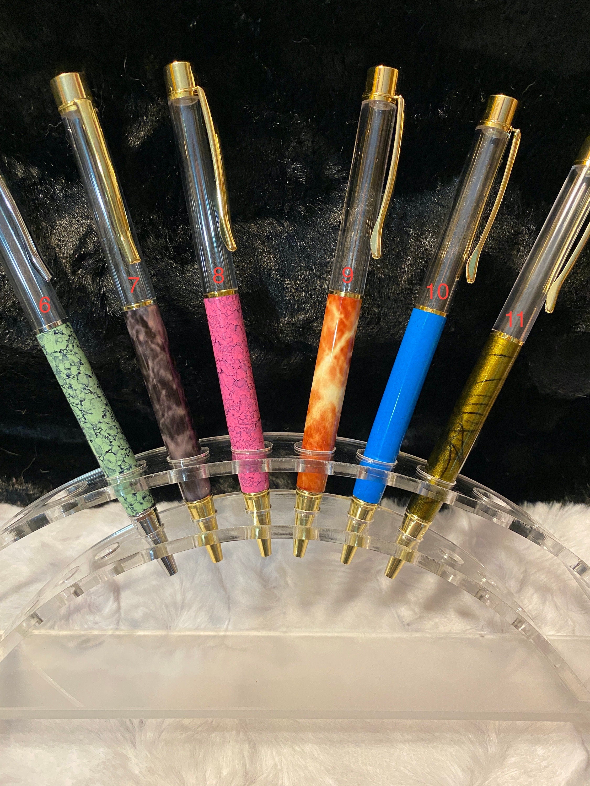 Zen Pen | Textured |Marble | Crackled |  Water Color |  Paint Splattered | Variable Colors With Natural Healing Crystals/Stones Inside