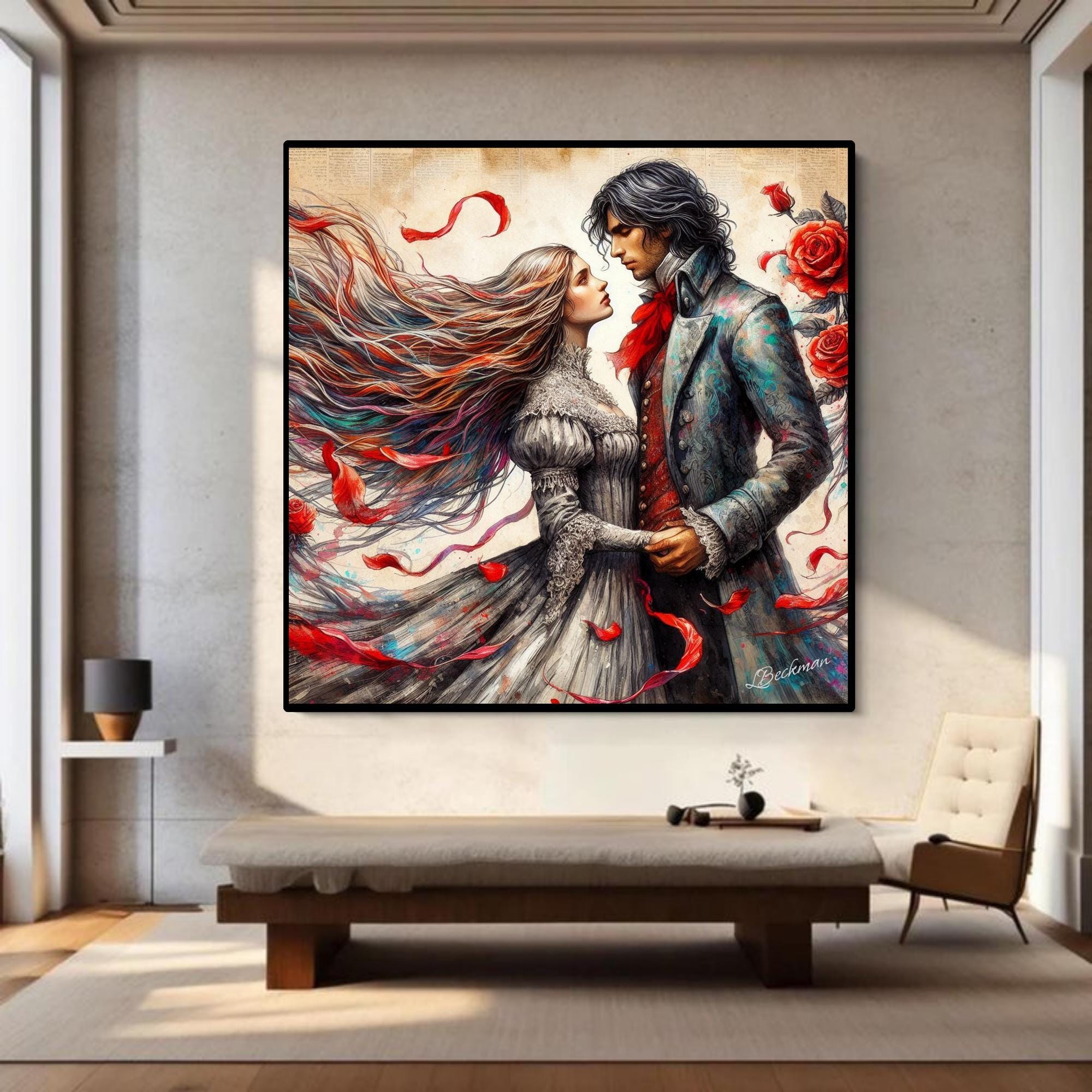 Romantic Fairy Tale Love WallArt| Instant Download| Home Decor| Love Story| Bedroom Decor| Anniversary Gift| Romantic Art| Housewarming Gift