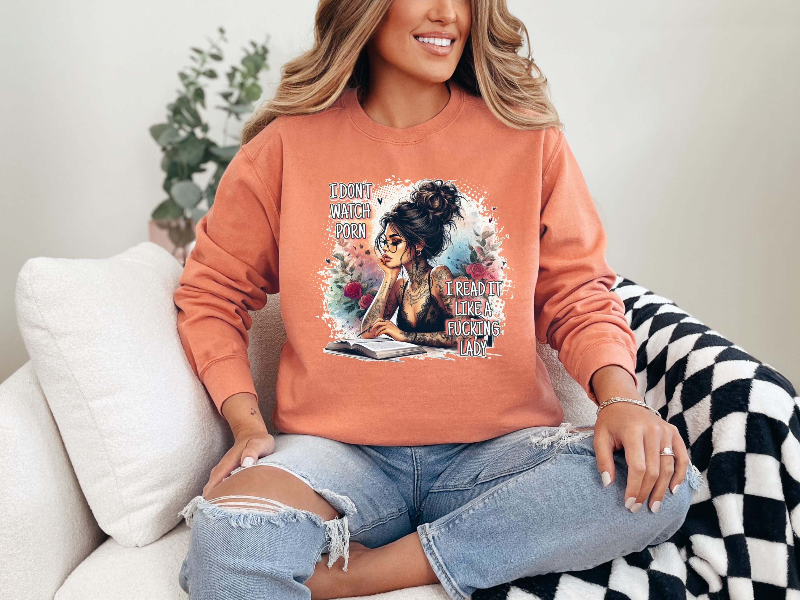 Sassy Sally Smut Girl | Crew Neck Sweatshirt | Messy Bun Girl | Spicy Attitude | Women's Sweatshirt