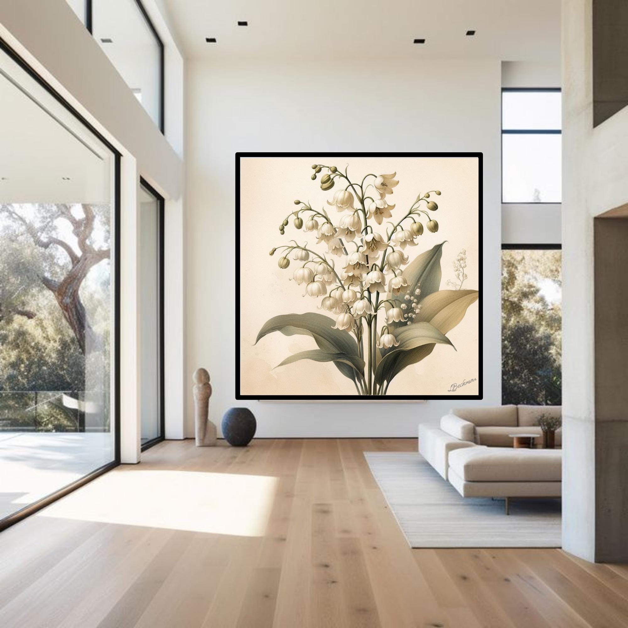 2 Page Botanical Art Print Lily of the Valley| Digital Download| Vintage Illustration| Botanical Wall Art| Gift Idea Printable Decor| Art