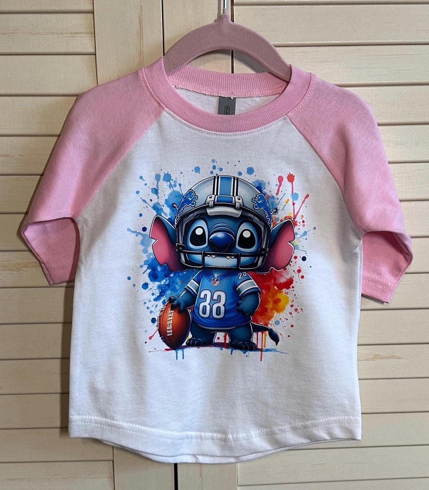 Detroit Lions Football Disney Stitch Toddler/Youth T- shirt Jerseys