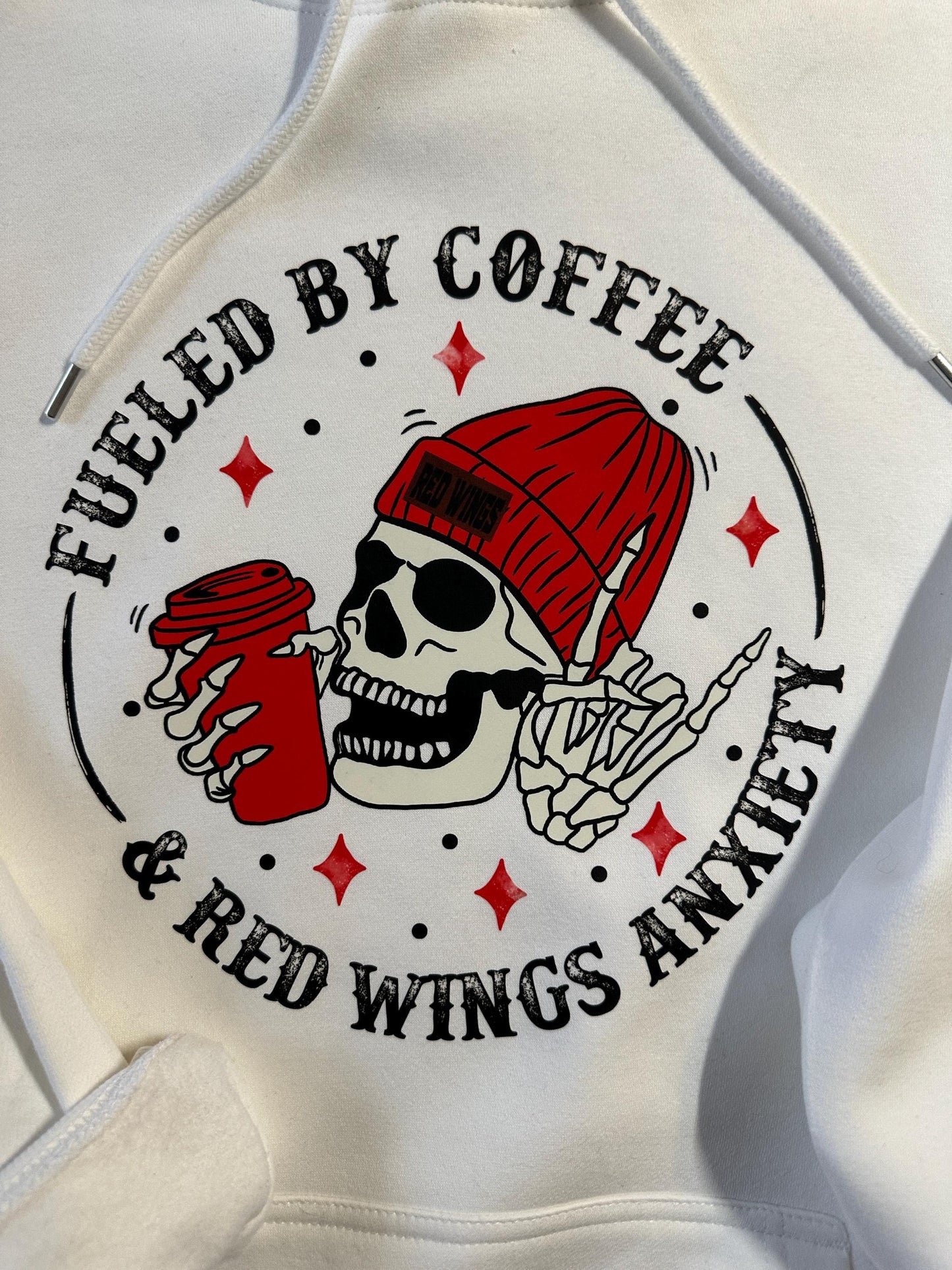 Detroit Hockey Red Wings Anxiety Checkered Hearts Sleeve Hoodie