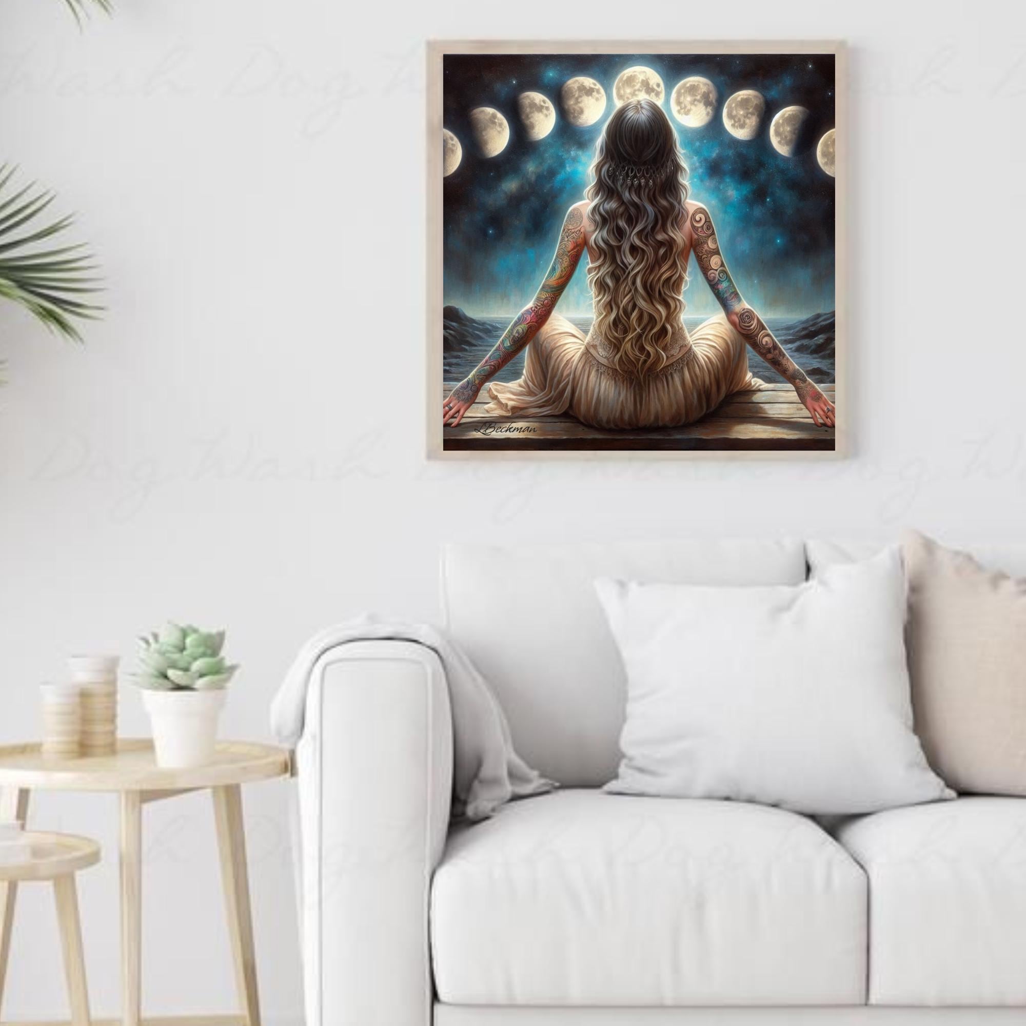 2 Page Namaste Moon's Blessing Wall Art Printable| Moon Phase Art| Spiritual Wall Decor| Moon and Stars Decor| Gothic Art| Wall Art Bedroom