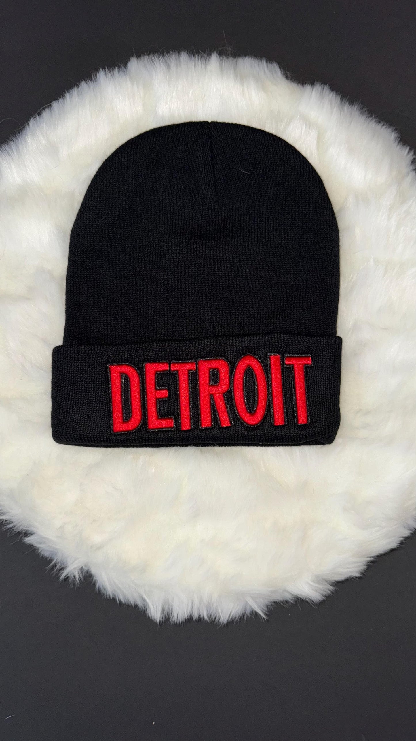 Detroit Beanie winter hat embroidered