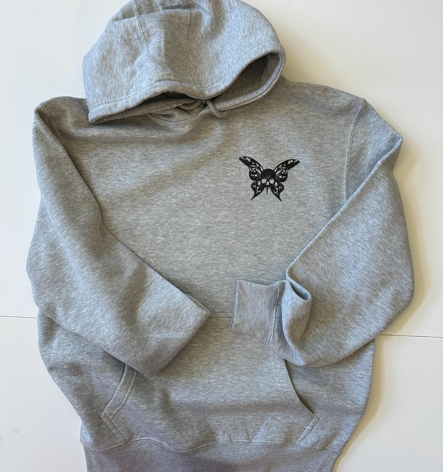 KARMA FAIRY Hoodie Women's hoodie gray skull butterfly glitter fairy thumb holes OPTIONAL Great gift option for your ladies! In my next life