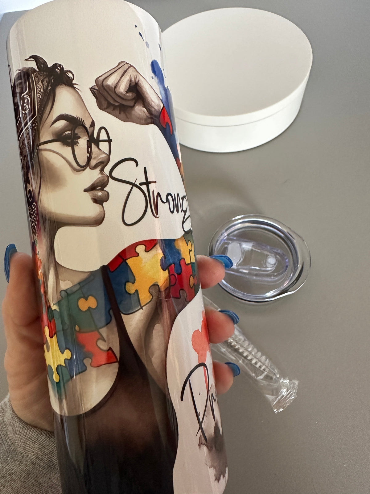 Strong autism mom cup Autism awareness 20 oz tumbler Autism mom tumbler Gift for autism moms