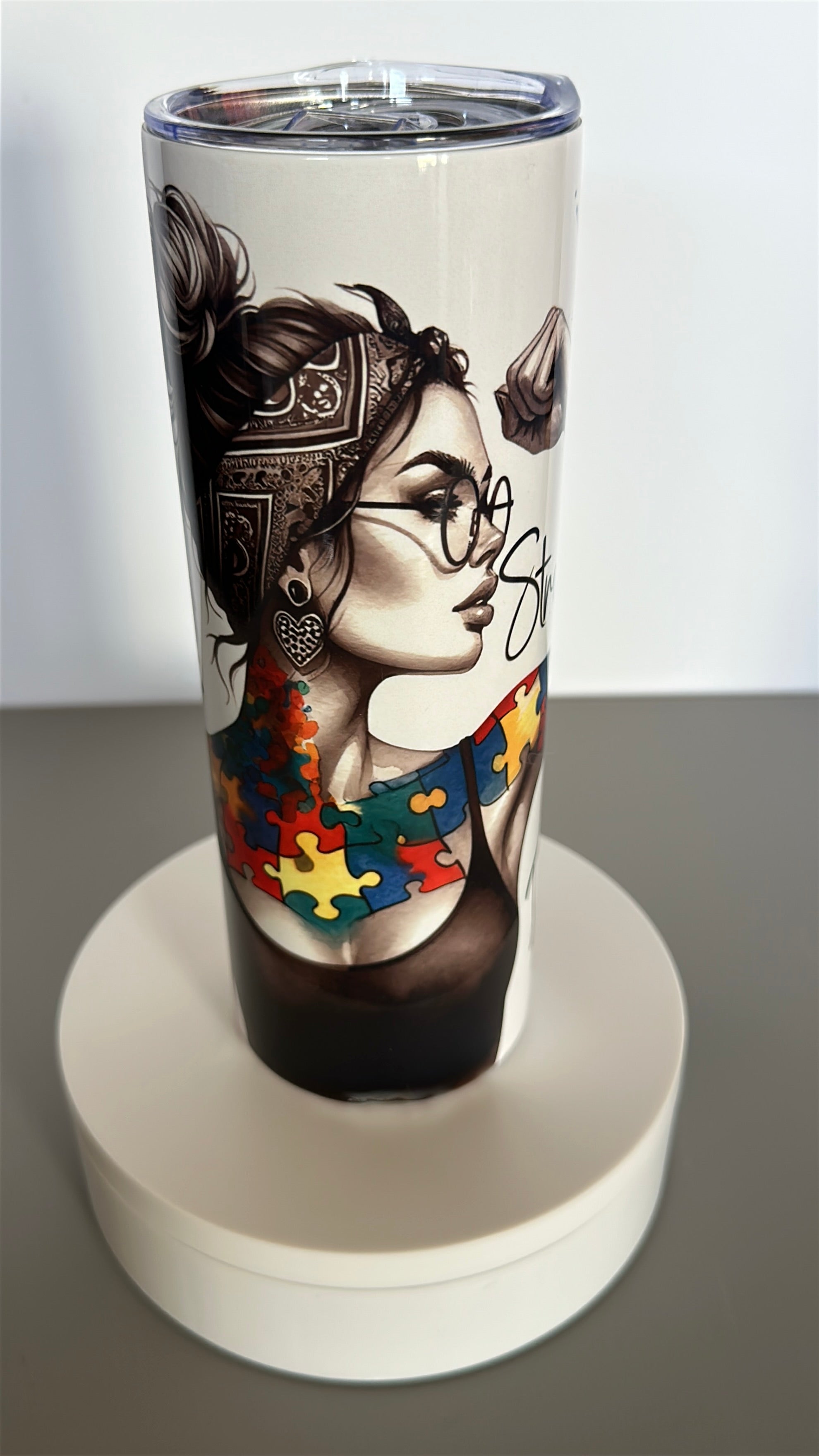Autism mom tumbler Autism awareness 20 oz tumbler Strong autism mom cup