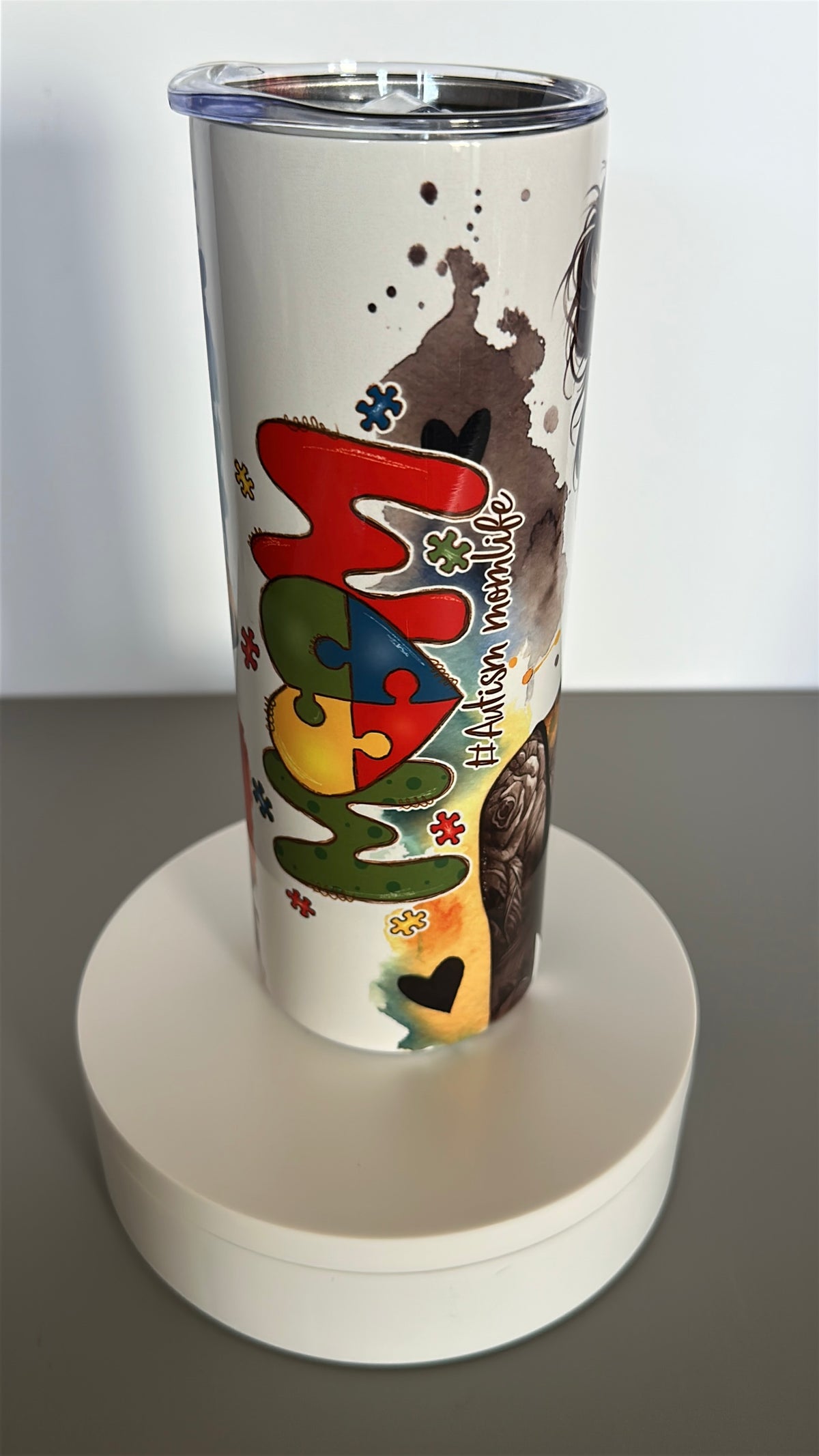 Spill-proof autism tumbler Hot and cold tumbler for moms Autism pride travel mug Gift for autism moms