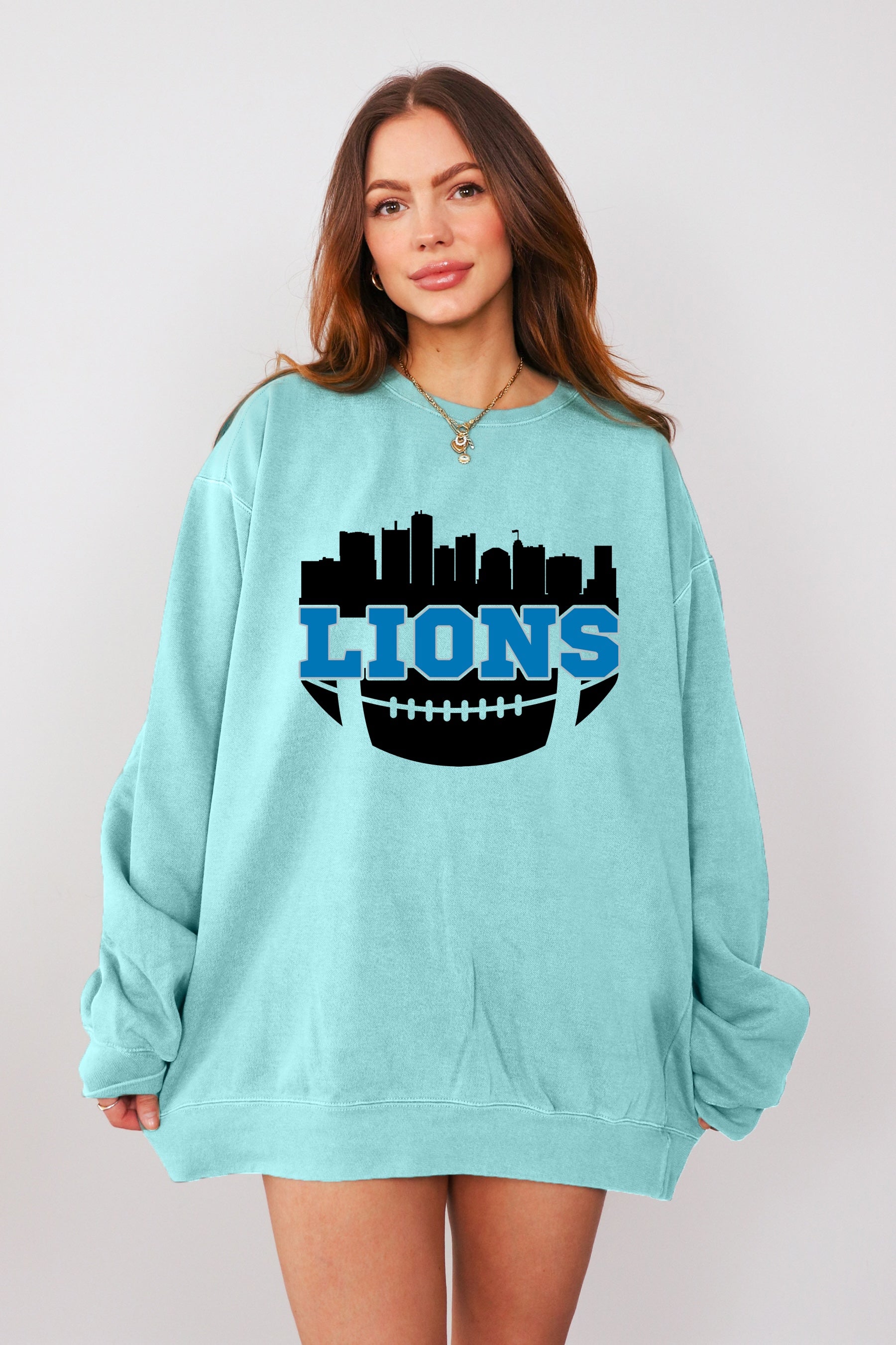 Detroit Football Glitter Crew Sweatshirt | Detroit Lions | Sports Fan | Detroit Football
