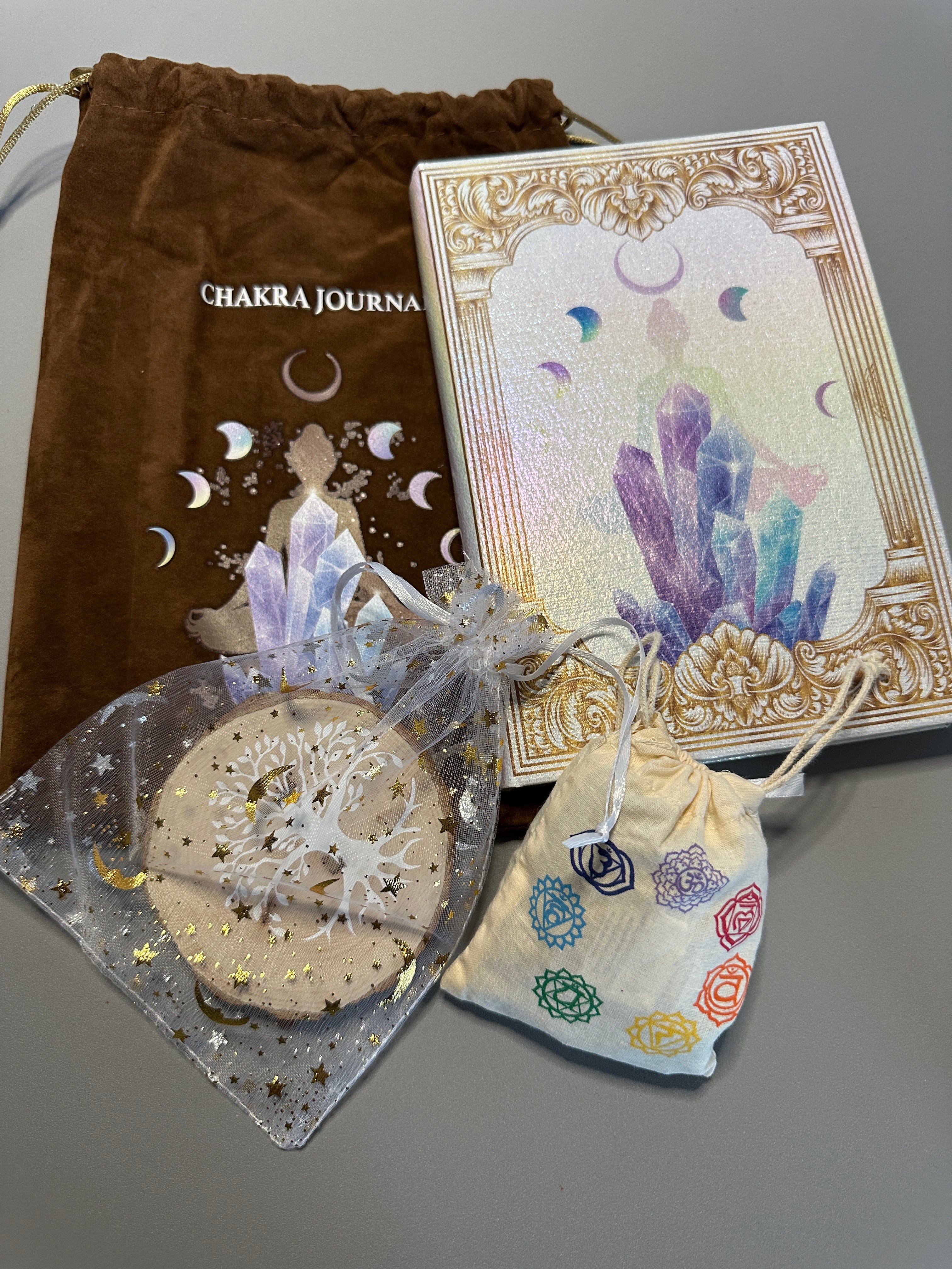 yoga gift ideas chakra gift set spiritual gift box healing crystals gift chakra crewneck sweatshirt gifts for spiritual women chakra journal and crystals