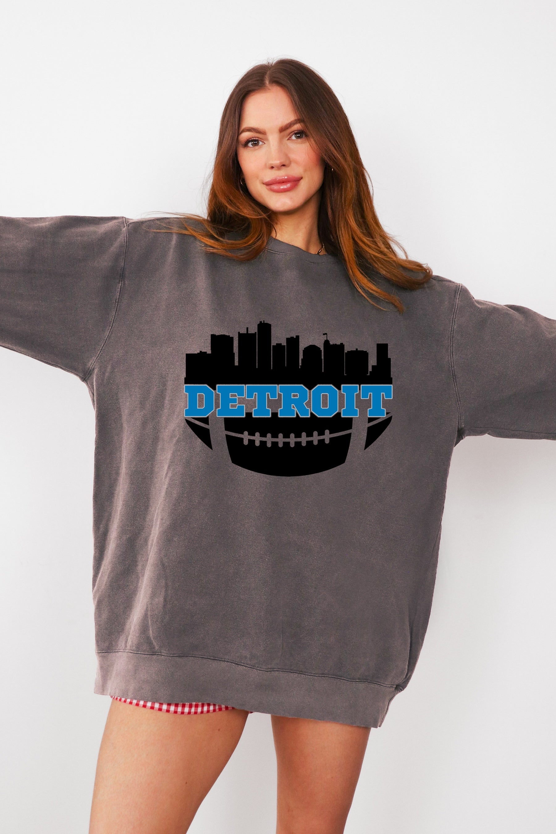 Detroit Football Glitter Crew Sweatshirt | Detroit Lions | Sports Fan | Detroit Football