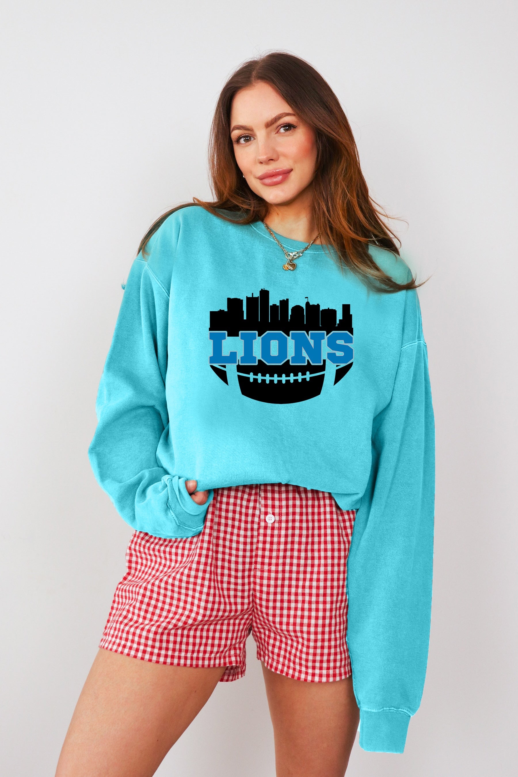 Detroit Football Glitter Crew Sweatshirt | Detroit Lions | Sports Fan | Detroit Football
