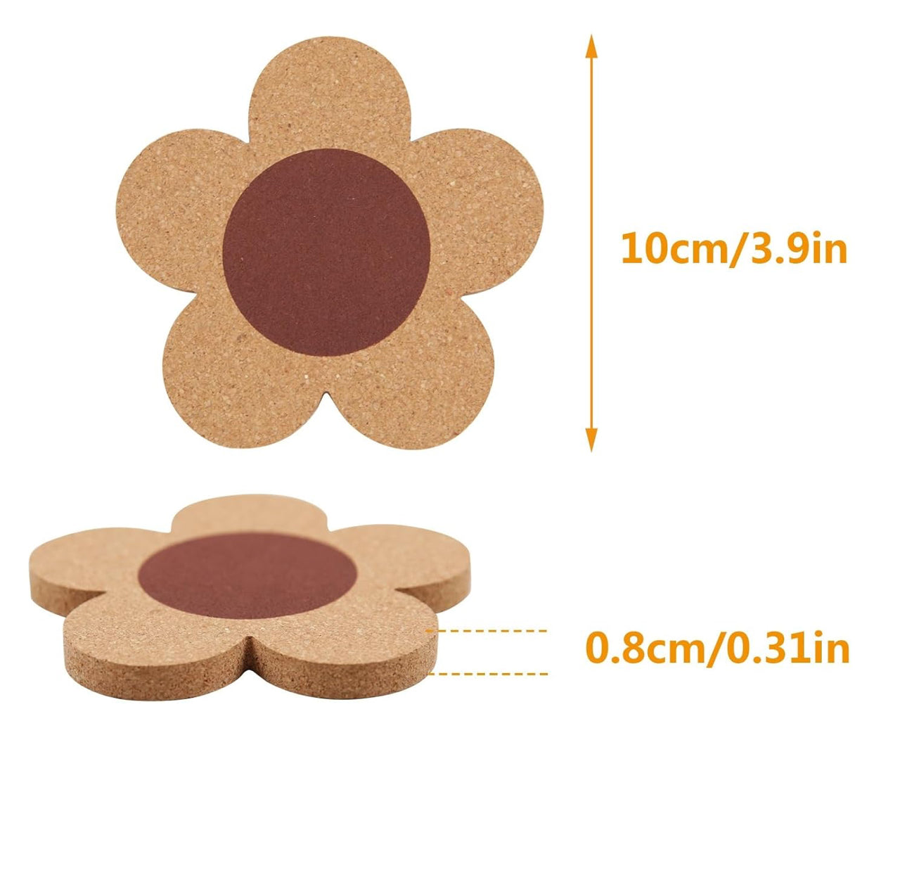 Boho Style Cork Coasters Table Protection Coasters​ Absorbent Cork Coasters for Drinks Handmade Flower Cork Coasters Flower-Shaped Cork Coasters Daisy Flower Cork Coasters