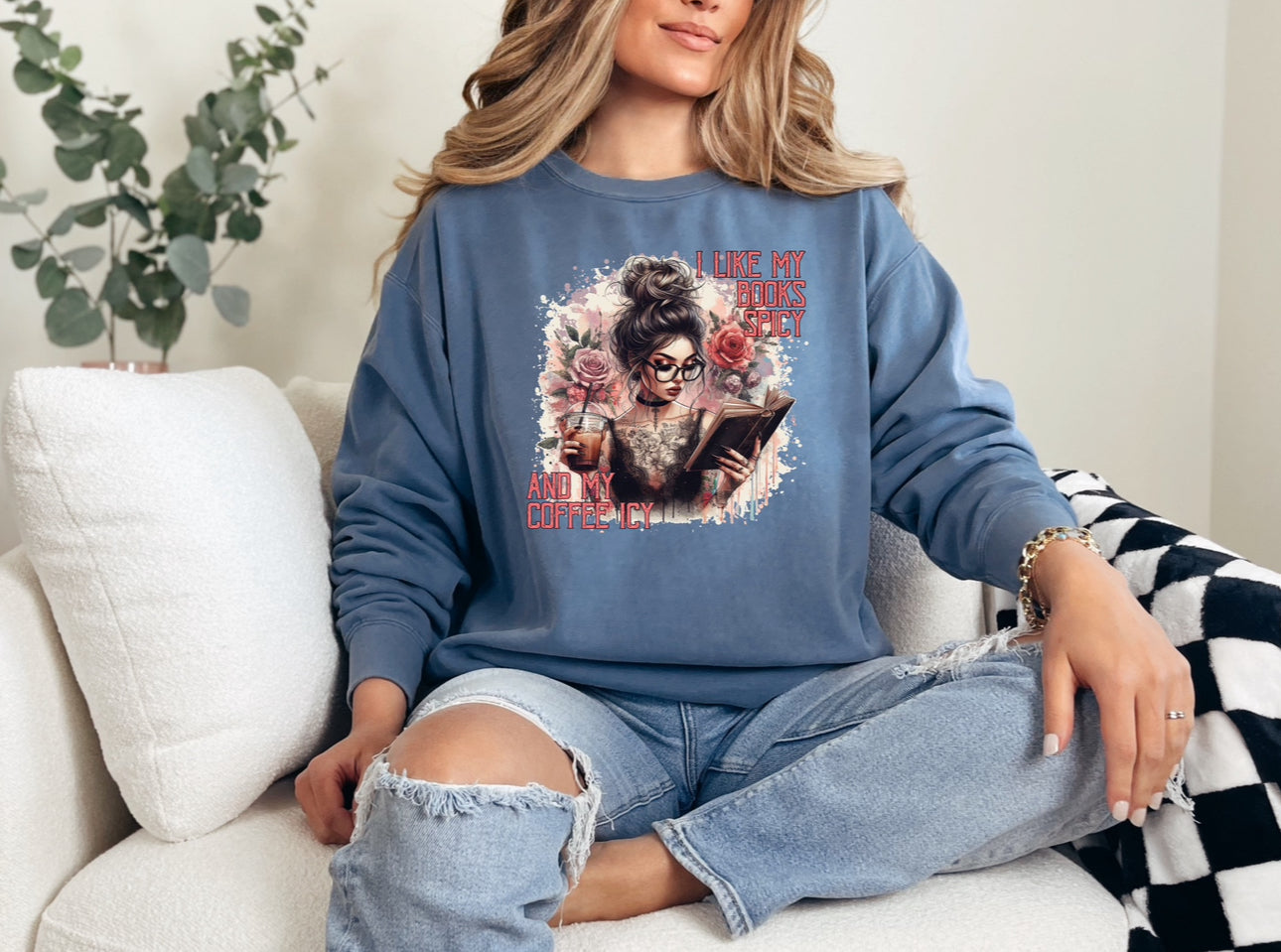 Sassy Sally Smut Girl | Crew Neck Sweatshirt | Messy Bun Girl | Spicy Attitude | Women's Sweatshirt