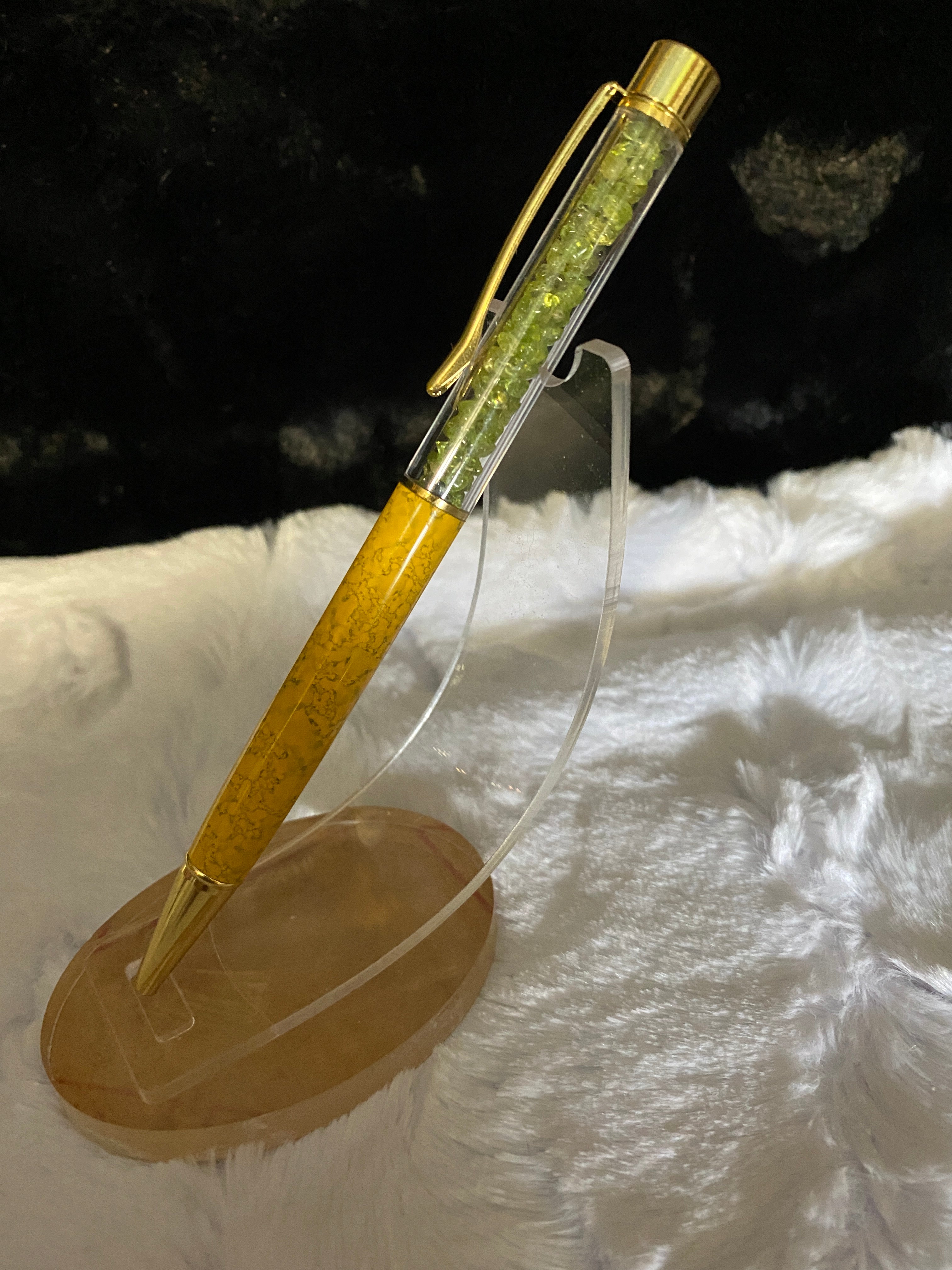 Zen Pen | Textured |Marble | Crackled |  Water Color |  Paint Splattered | Variable Colors With Natural Healing Crystals/Stones Inside