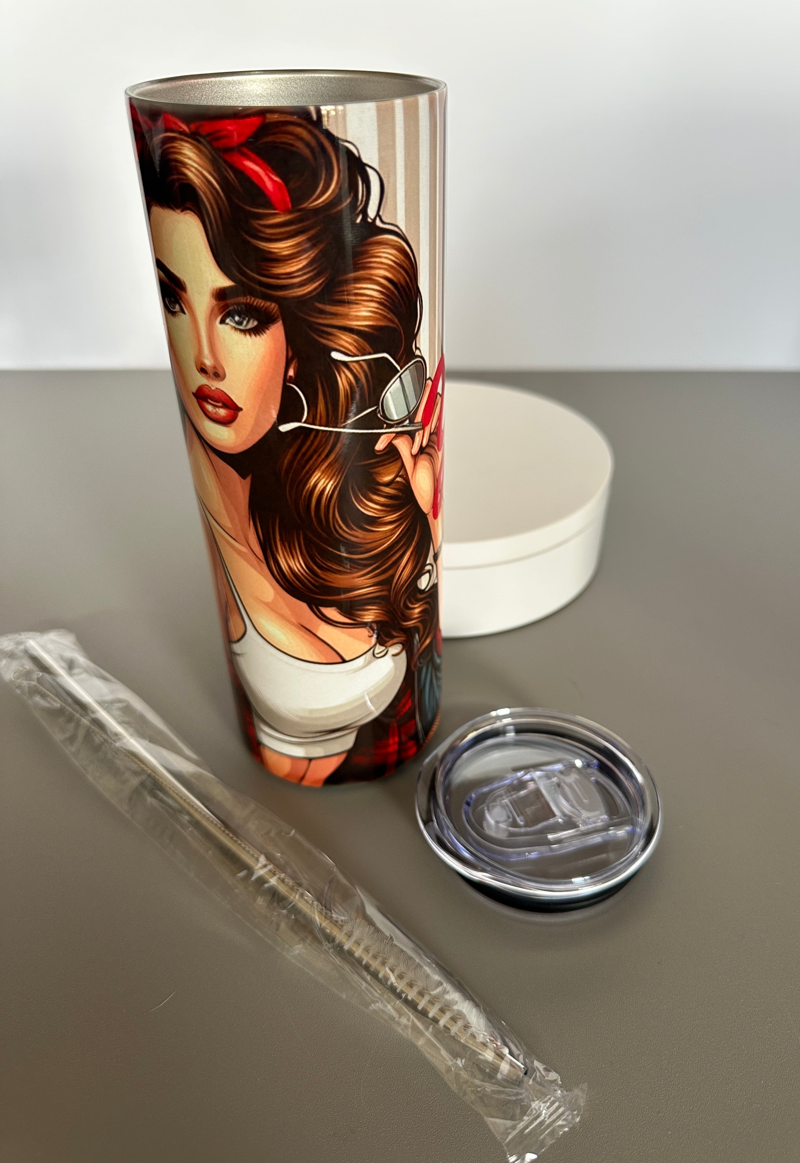 Personalized Accessories 20 oz Stainless Steel Tumbler Home Decor Accessories Eco-Friendly Tumblers Collector's Edition Drinkware Custom Pin-up Merchandise Artistic Travel Mug