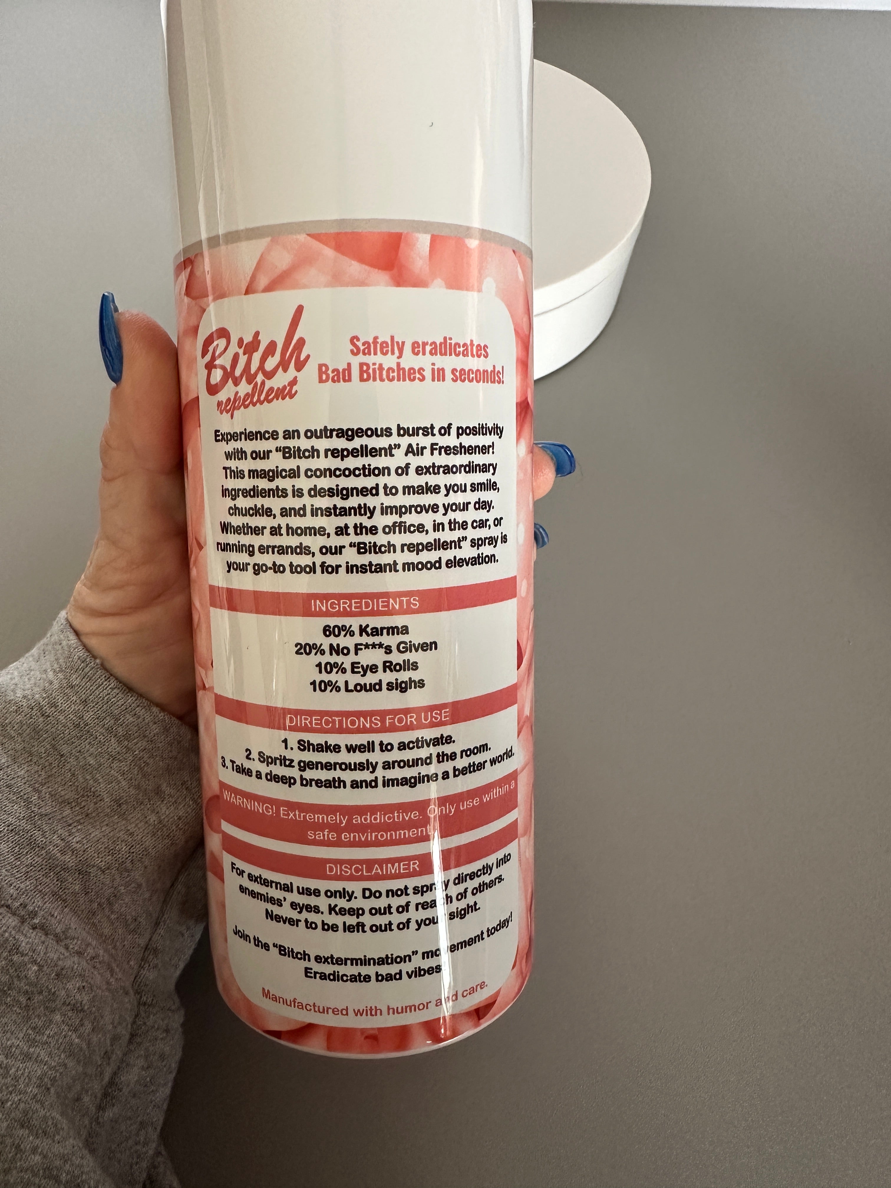 FunnyGiftForFriends​ 20ozTumbler Bitch Be Gone Spray Tumbler Humorous Insulated Travel Mug Practical Joke Drinkware