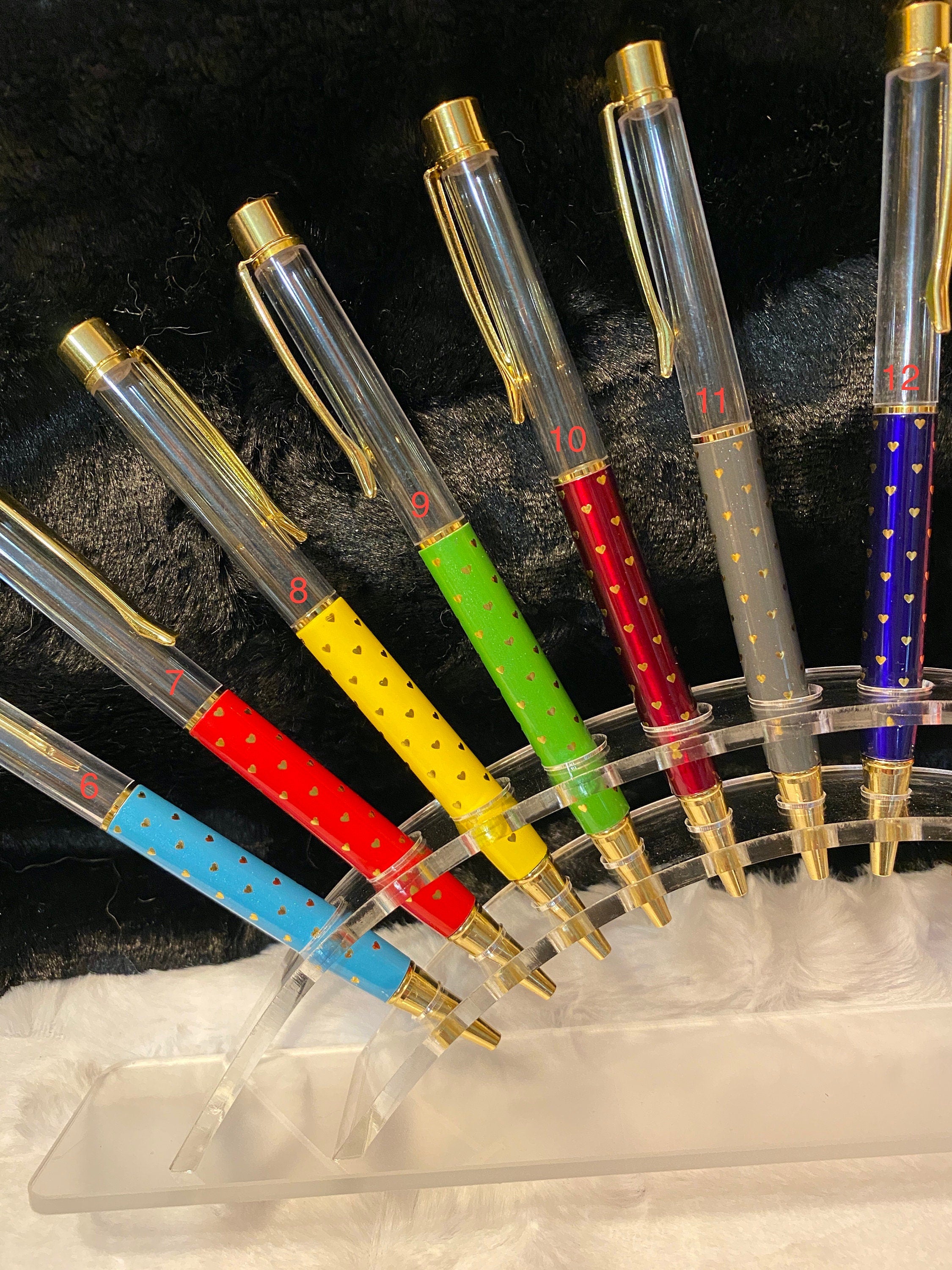 Zen Pen | Hearts | Hearts Pattern | Variable Colors | Filled with natural healing crystals/stones