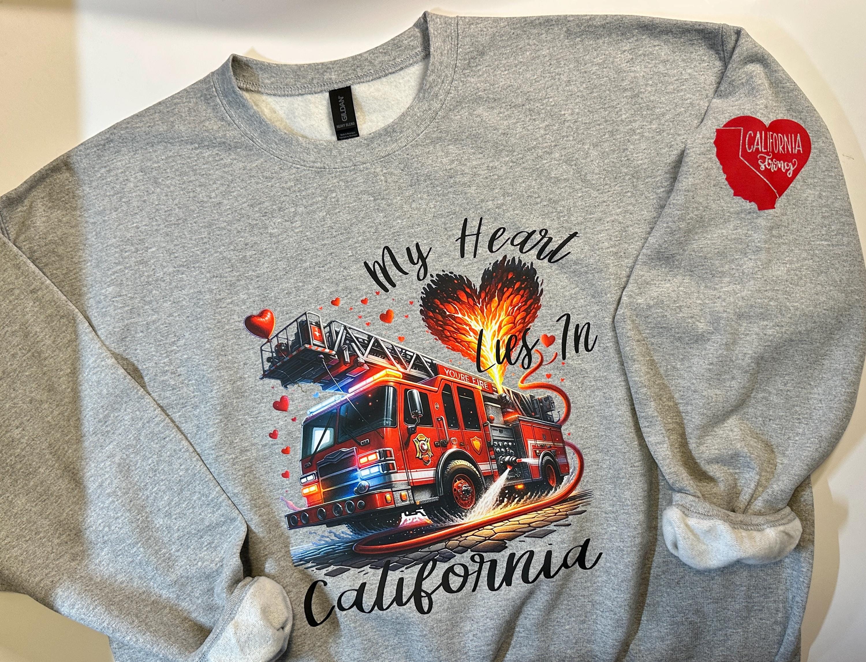 California Strong crewneck sweatshirt, My heart is with California, California Roots, L A Strong, California Wild Fires, Pray for California