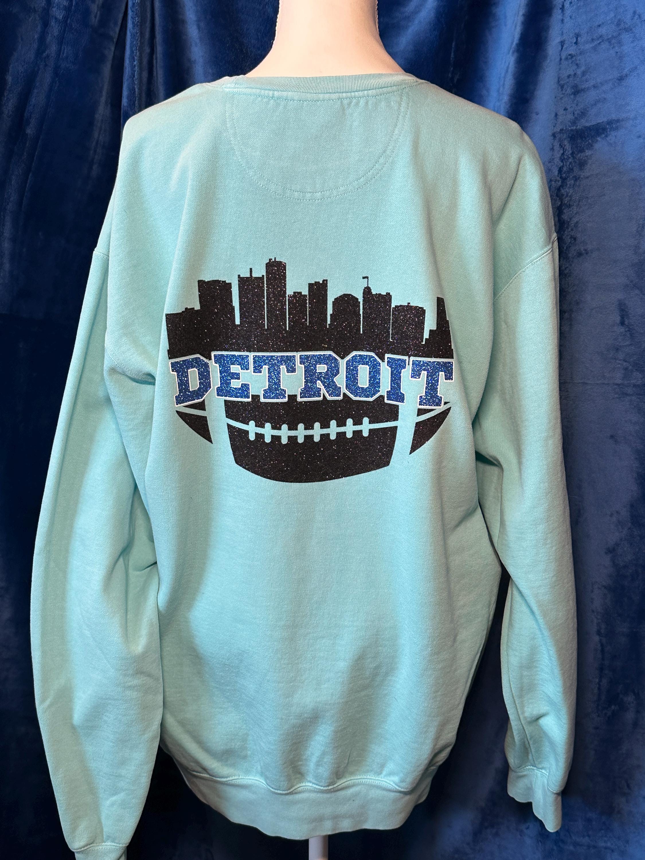 Detroit Football Glitter Crew Sweatshirt | Detroit Lions | Sports Fan | Detroit Football