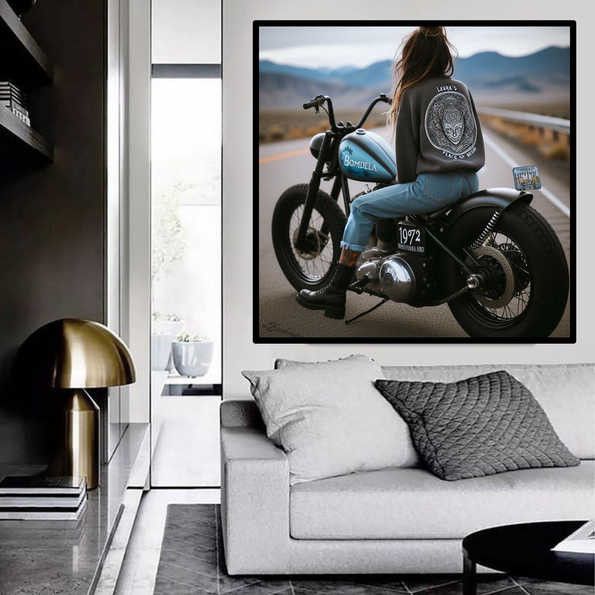 Gypsy Rider Digital Prints| Motorbike Wall Art| Boys Room Decor| Retro Motorcycle Art| Garage Wall Decor| Whimsical Motorcycle Decor| Gift