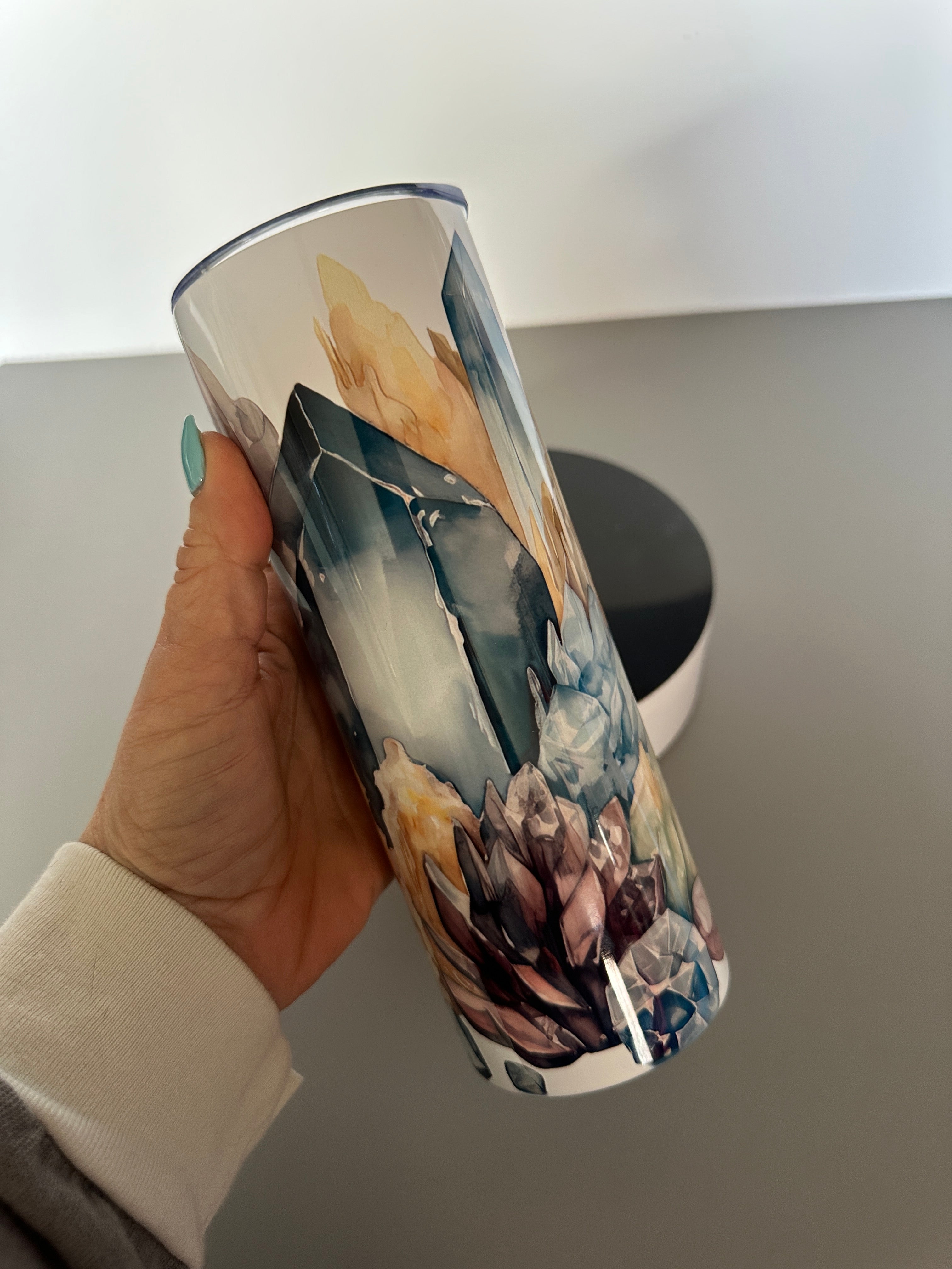 Tumbled stone gift set Crystal lover cozy bundle Tumbler and crystal gift box