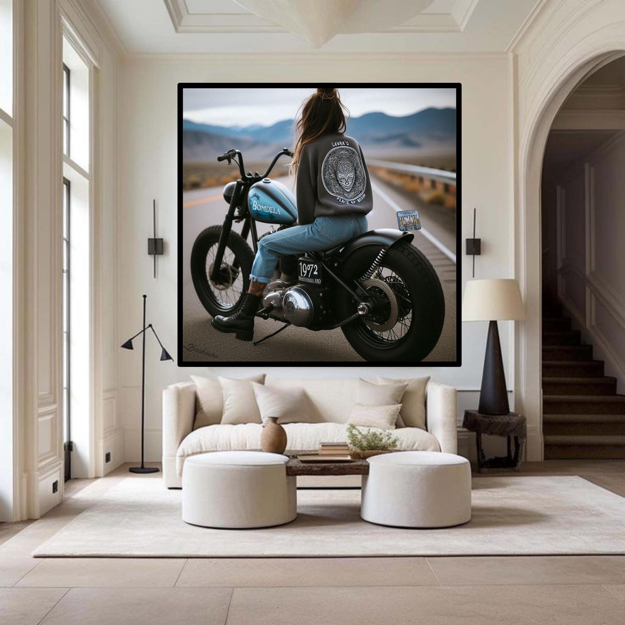 Gypsy Rider Digital Prints| Motorbike Wall Art| Boys Room Decor| Retro Motorcycle Art| Garage Wall Decor| Whimsical Motorcycle Decor| Gift