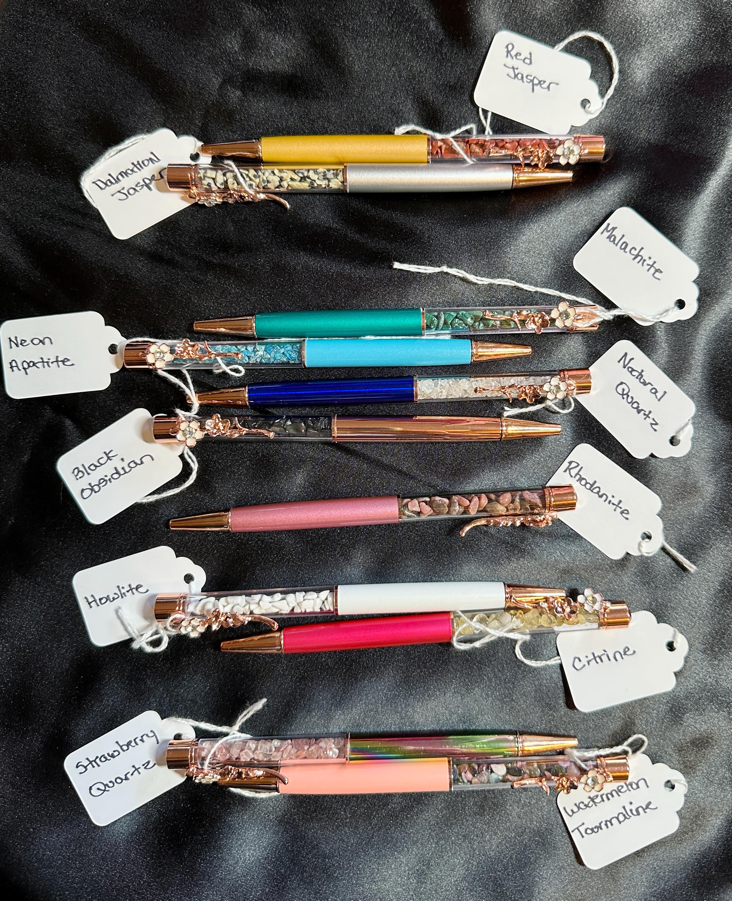 Zen Pens, Daisy, Rose gold, Natural crystals, beads, metaphysical, spiritual, ballpoint , office supplies, intuition, protection, love