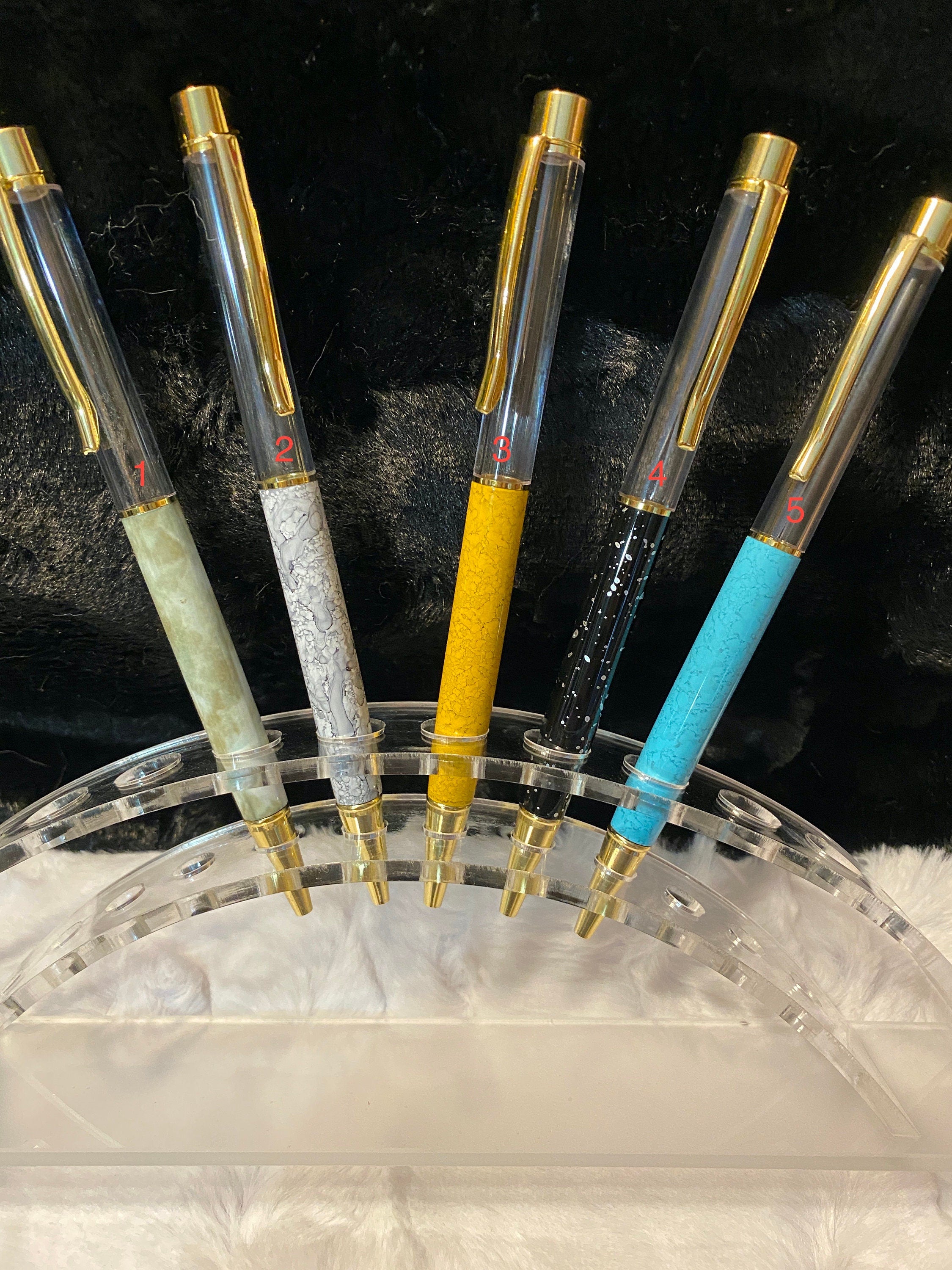 Zen Pen | Textured |Marble | Crackled |  Water Color |  Paint Splattered | Variable Colors With Natural Healing Crystals/Stones Inside