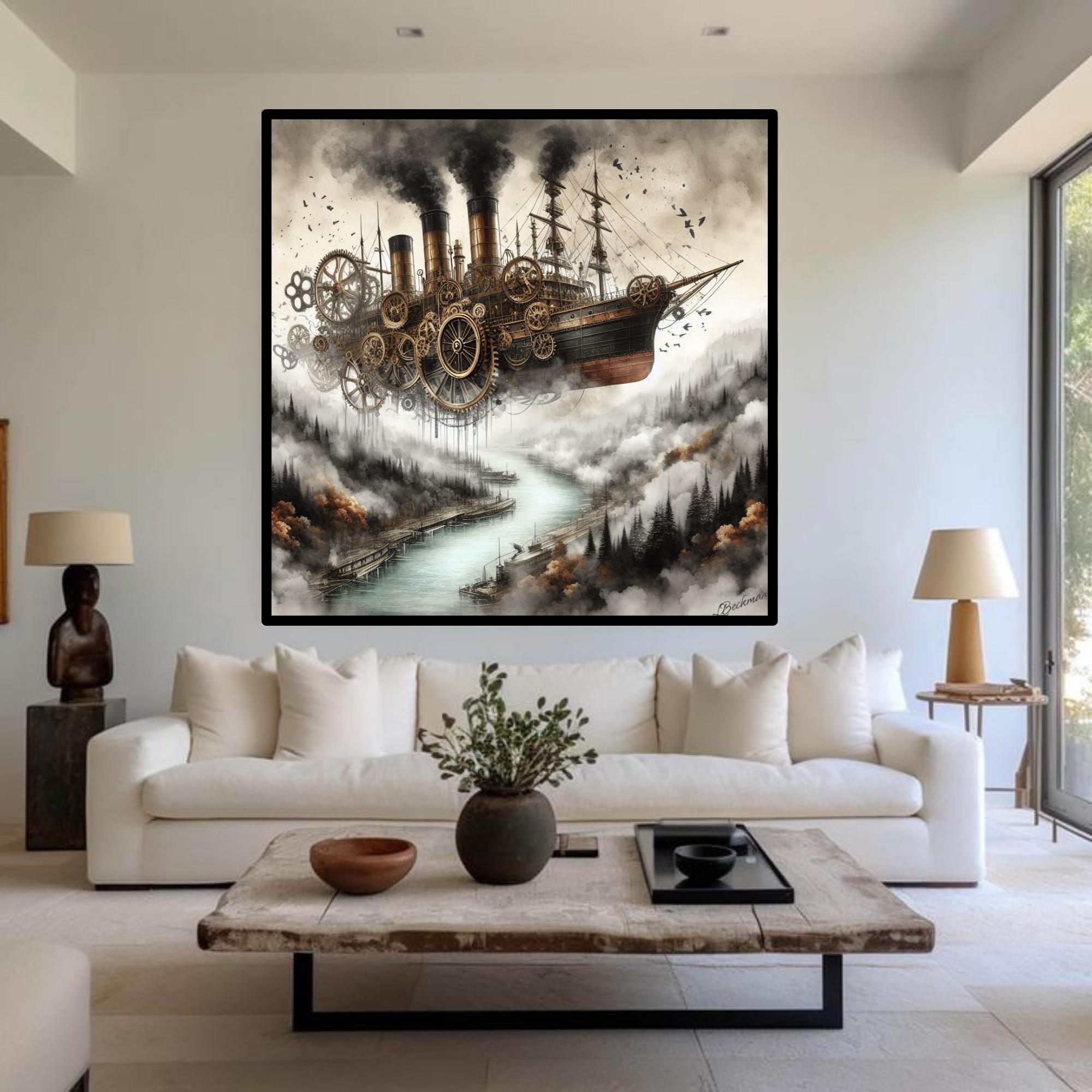 2 Pages Steampunk in the Skies Digital Prints Wall Decor| Ocean Wall Art| Printable Wall Art| Titanic Poster| Unique Gift|  Ship Decor| Art