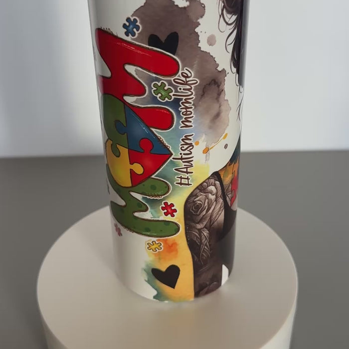 Autism Mom Strong Proud 20 oz Stainless Steel Tumbler
