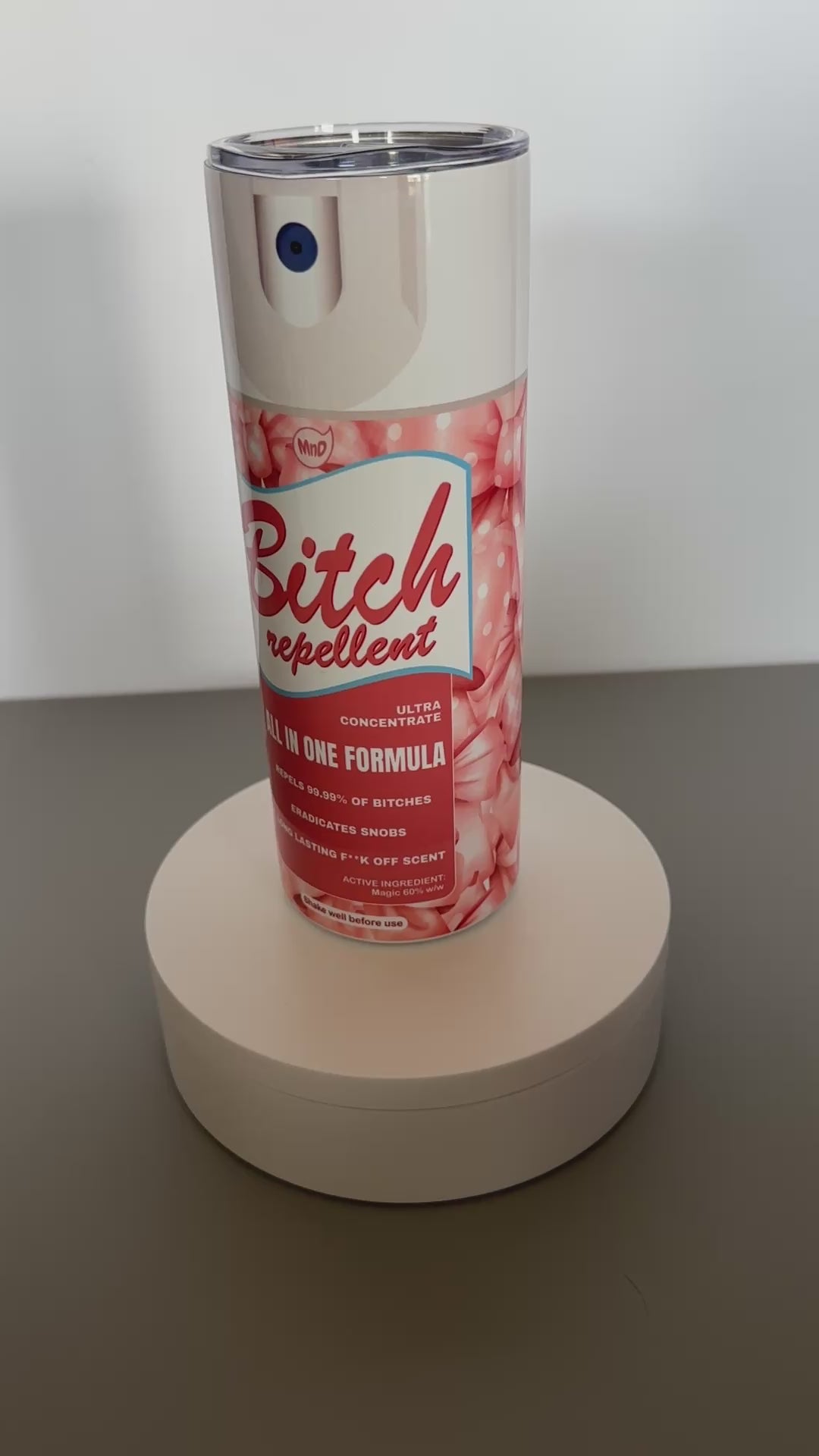 FunnyGiftForFriends​ 20ozTumbler Bitch Be Gone Spray Tumbler Humorous Insulated Travel Mug Practical Joke Drinkware